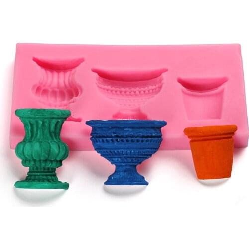 3D Pots Urns Cake Mould Vase Fondant Mold Cake Decorating Mold Cake Decorative Mold Tool Soap Silicone Baking Tool