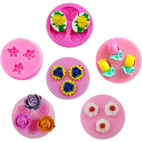 3D Silicone Chocolate Cake Fondant Mould Patisserie Baking Sugar Craft Decorating Mold Flower Forms Shape For Candles