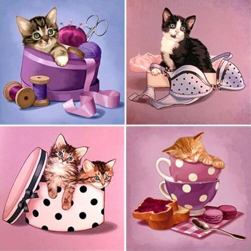 5D DIY Diamond Painting Cartoon Animal Rhinestones Mosaic Embroidery Cat Dog Cross Stitch Embroidery Crafts Home Decoration