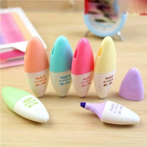 6 pcs/lot Mini leaf Highlighter Cute 6 colors Animal Drawing Painting Art Marker Pen School writing supplies stationery gift