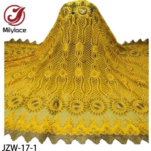 African Lace Fabric Embroidered Nigerian Laces Fabric with Stone High Quality French Tulle Lace Fabric for Women Dress JZW-17