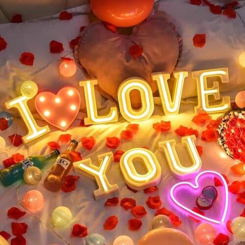 Alphabet Neon Night Light 26 Letters Warm White Table Lamp With USB For Birthday Wedding Party Bedroom Decorative