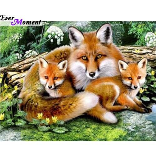 Diamond embroidery Fox family needlework diamond mosaic pictures of rhinestones hobbies and crafts material for handmade ASF254