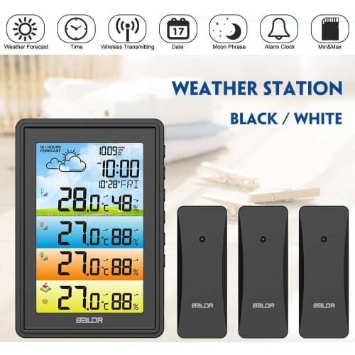 Wireless Home Smart Waether Station Hygrometer Thermometer Digital Sensor Moon Phase Clock Date Colorful Barometer Forecast
