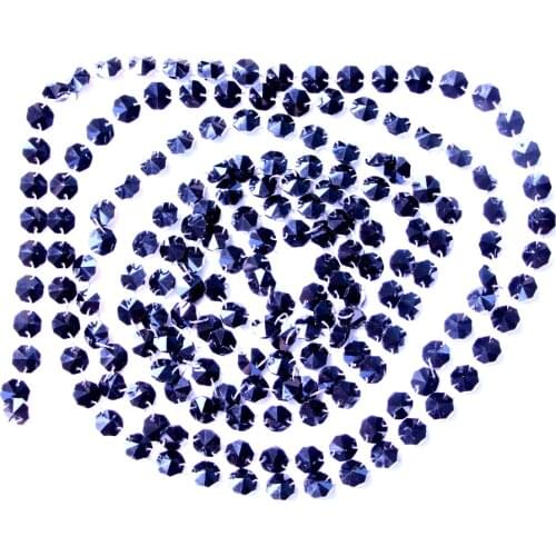 Garland Chakra Spectra 12Feet Diamond Prisms Black Glass Crystal Octagon Beads 14mm Wedding Chandelier Parts M02160-4