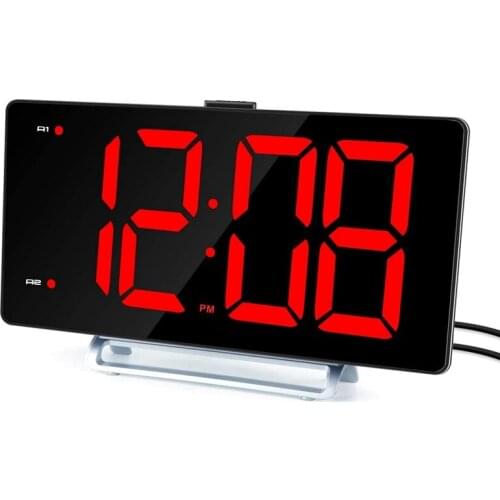 LED Digital Display Dual Alarm with USB Charger Port for Seniors Simple Bedside Number Alarm Clocks for Bedrooms