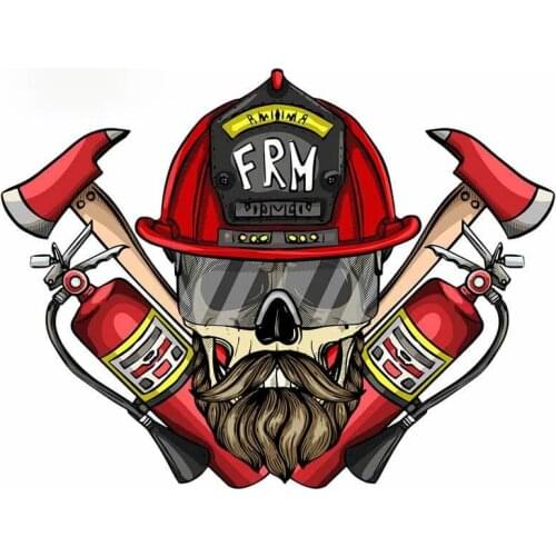 Cool Fireman Skull Car Stickers Decor Motorcycle Decals Decorative Accessories Sunscreen High Quality KK Vinyl Waterproof PVC