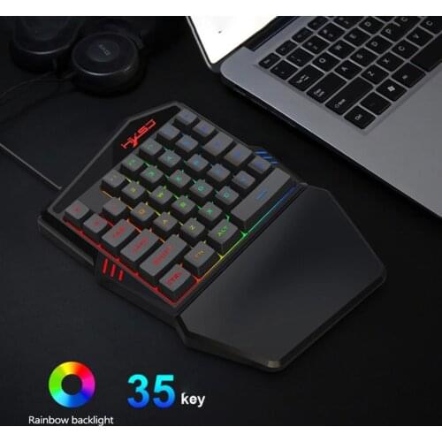 Gaming Keyboard 35 Keys Mobile Tablet One-handed Wired Ergonomic Game Keypad for LOL PUBG CF Game Colorful Backlight Keyboard