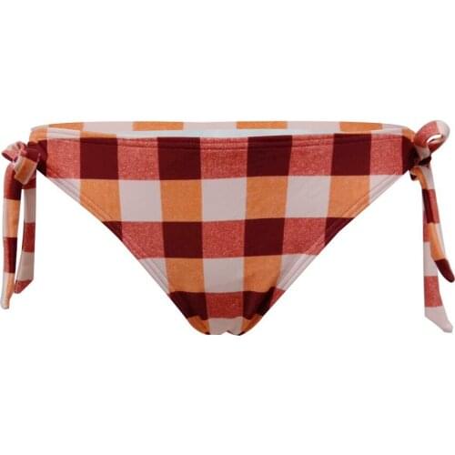 Women Bikini Bottom Swimwear Double Layer Plaid Halter Bathing Suit Plus Size Bandage Two Piece separate Swimsuit Tankini Bottom