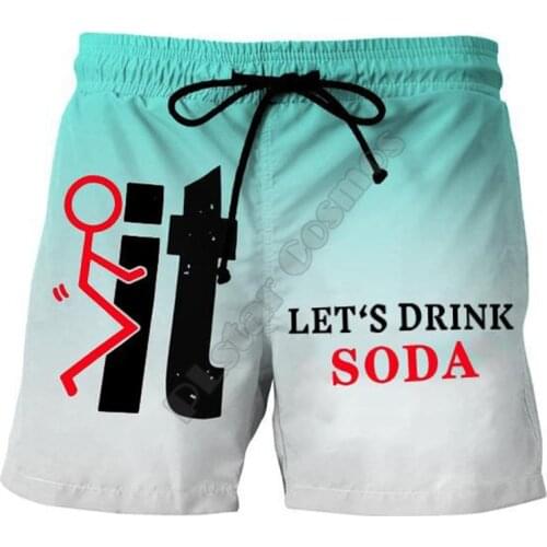 PLstar Cosmos Summer Casual Shorts Lets Drink Soda 3D Printed Trousers For Women Men Shorts Comfortable breathable 03