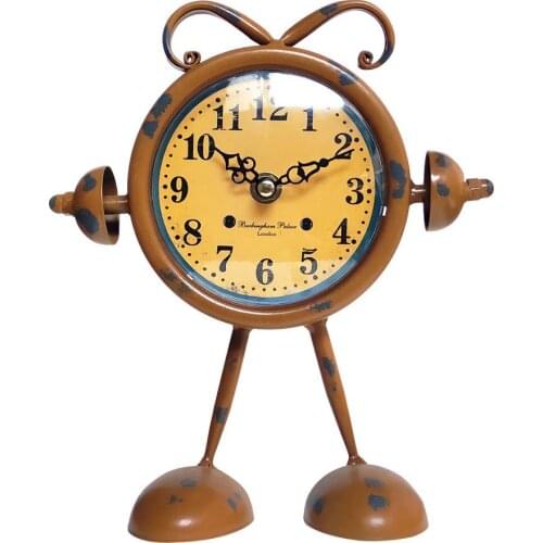 Best Selling American Retro Metal Table Clock Home Decor Desktop Ornaments Living Room Silent Desk Clock bedroom Table Watch