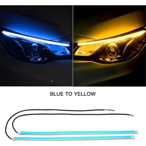 Ultrafine Car Daytime Running Light Flexible Soft Tube Guide Car LED Strip White Red Turn Signal Yellow Cars Headlight