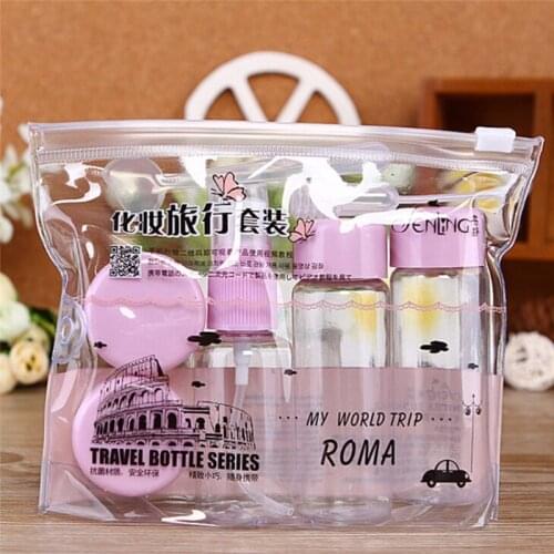 7Pcs/Set Portable Mini Women Transparent Refillable Plastic Points Bottling Kit Makeup Bottle Set