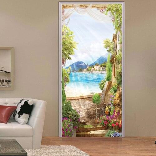 Colomac renovation wall door sticker waterproof natural scenery sticker 3d PVC waterproof home bedroom decoration accessories