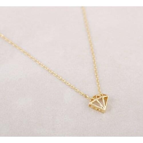 Newest Fashion Listing Gold/Silver/Rose Gold 3D Crystal shaped pendant Necklace