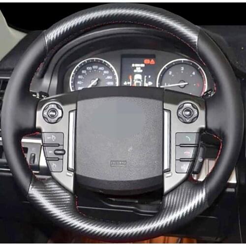 DIY Black Faux Leather Hand Stitched Car Steering Wheel Cover For Land Rover Freelander 2 Discovery 4 Range Rover