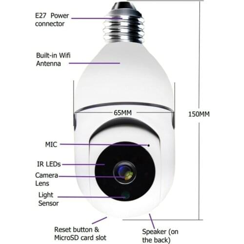 1080P HD 360 Network PTZ Camera Bulb Socket Outdoor Wifi Surveillance Camera with AI Detection and Easy Install for Smart Home