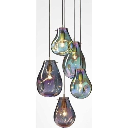 Nordic New Stained Glass Pendant Light Designer Creative Soap Led Lamp for Bedroom Kitchen Restaurant Bar Model Room Decor Lamps