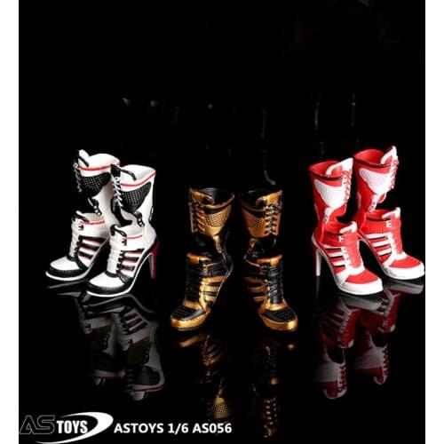 In Stock AS056 1/6 Scale Female Soldier Three-color High-heeled Trend Boots Solid Shoes Womens Shoes In Stock for 12'' Body