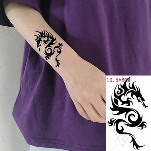 Waterproof Temporary Tattoo Sticker Black Dragon Totem Design Fake Tattoos Flash Tatoos Arm Hand Neck Body Art for Women Men