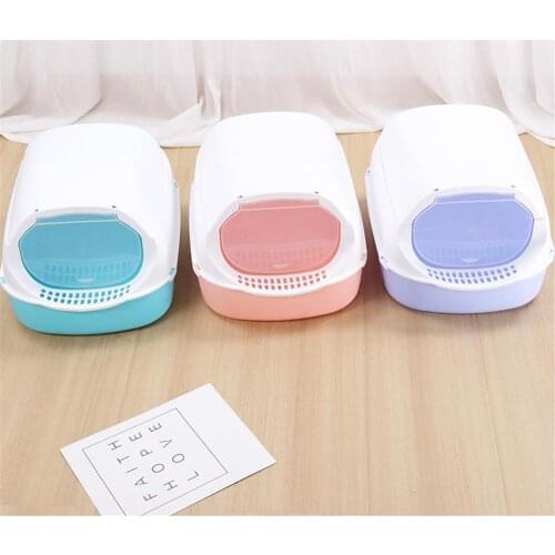 Cat Litter Box Reduces Litter Tracking Odor Large Cat Litter Box Hooded Litter Tray Kitten Toilet Well Designed Space Efficient