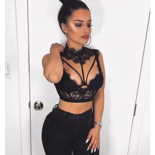 New Arrival 2018 Summer Women Sexy LaceRayon Bandage Tops 2016 Camisole Tops Lace Crop Tops