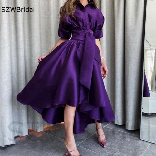New Arrival Purple Muslim Evening dresses Abendkleider 2021 dubai Evening gowns Half sleeve Prom Party dress Robe de soiree