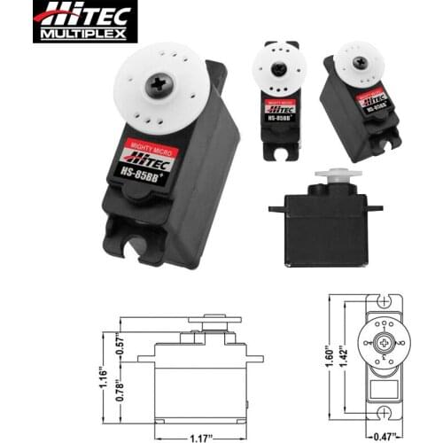 1 /2 pcs Hitec HS-85BB+ advanced small analog servo HS-85BB Torque kg./cm. (4.8V / 6.0V): 3.0kg.cm/3.5 kg.cm