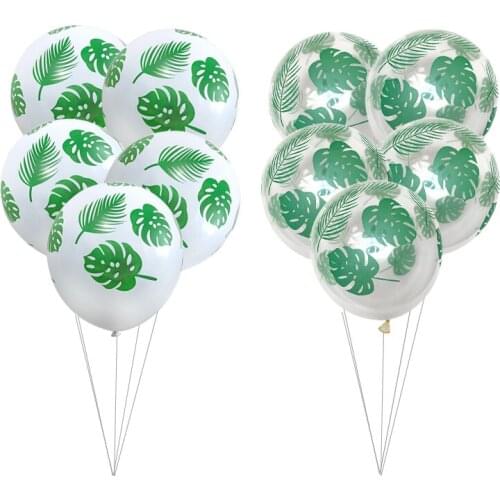 10/20/30pcs Tropical Palm Leaf Latex Balloons wedding decoration Green Leaf Globos Hawaiian Flamingo Birthday party baby shower
