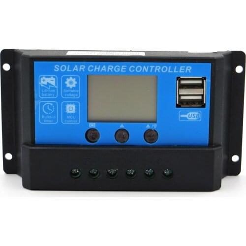 12V 24V 10A 20A 30A Solar Charge Controller LCD display charger AGM GEL 3.7V 3.2V 3S 4S Iron li-ion lithium battery USB