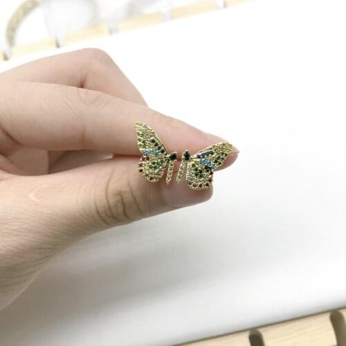 5pairs/lot 2019 Spacial Butterfly Stud Earrings Rainbow Cubic Zirconia Pave Earrings for Women