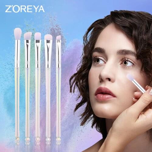 Zoreya 5pcs Mermaid Eye Make Up Brush Set Angled Brow Makeup Tools Blending Cosmetic Brushes Shiny Beauty Daily Gift Wholesale