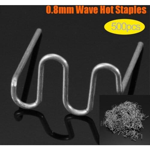 500 Pcs/Set Precut 0.8mm Wave Flat Hot Staples For Plastic Stapler Repair Welder