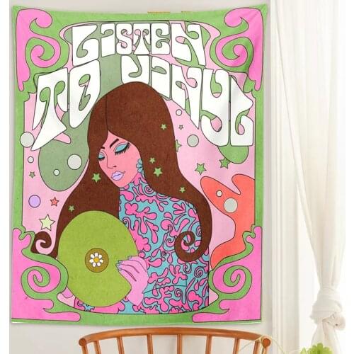 80S Vintage Wall Tapestry Hanging Decor for Girls Dorm Roon Decoration Rainbow INS Trippy Tapestry Psychedelic Hippie Room Decor