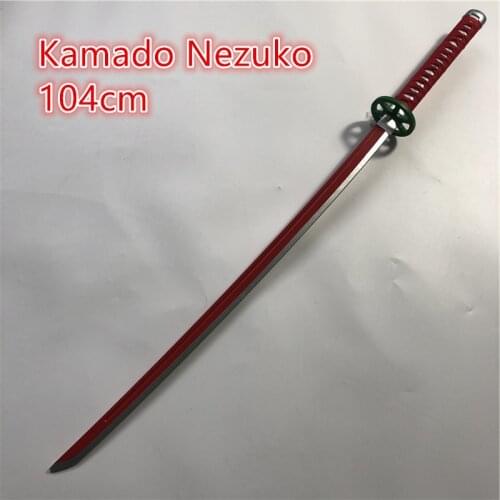 Anime 1:1 Kimetsu no Yaiba Sword Weapon Demon Slayer Kamado Nezuko Cosplay Sword Ninja Knife wood toy 104cm