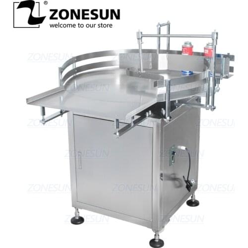 ZONESUN Automatic Round Rotary Plastic Glass Bottle Unscrambler Food Packing Sorting Turntable Feeding Table Arranging Machine