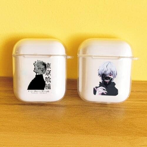 Japan Tokyo Ghoul Anime Kaneki Ken Transparent Earphone Case Cover for Airpods 1 2 Wireless Bluetooth Earphone Protective Cases