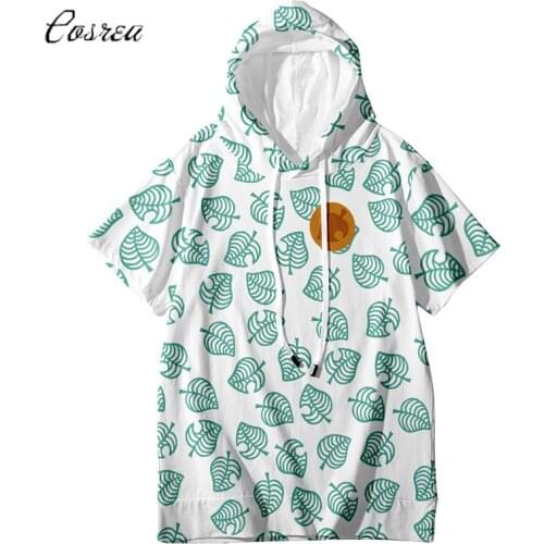 New Game Animal Crossing Cosplay Shirt T Shirt Boys Girls Tom Nook Tshirts Leaf Print Tops Hooded Hoodies T Shirts Men Women