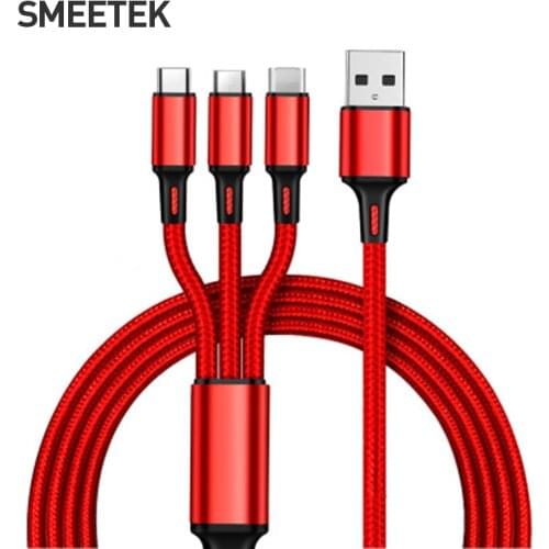 SMEETEK one with three data cables, three-in-one charger cable, fast charging, car charging cable, multi-head flash charging