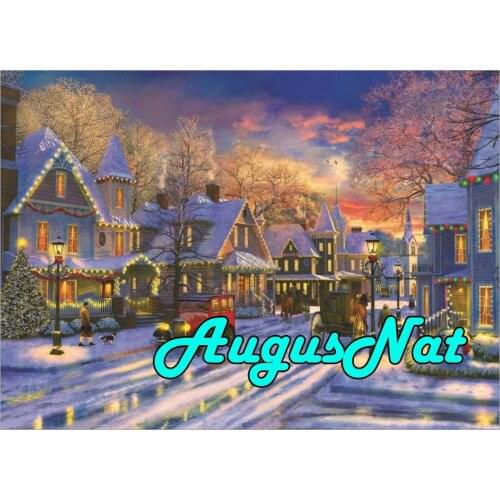 Winter village diamond painting christmas cottage daimond embroidery cabin tree diamant mosaic scenery puzzle picture landscape