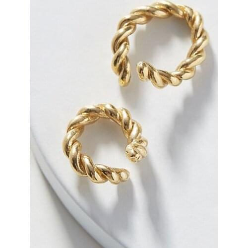 LUNA CHIAO Fashion Jewelry Twisted Metal Ear Cuff Set-Gold Color Cuff Earrings for Women
