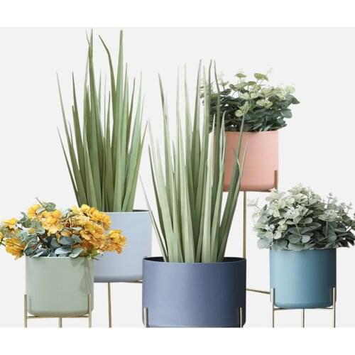 Creative Nordic Wrought Iron Flower Shelf Balcony Living Room Interior Floor-standing Simple Home Flower Pot Green Flower Stand