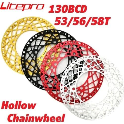 Litepro 130BCD Hollow Spider Chainwheel 53T 56T 58T Aluminum Alloy CNC Folding Bike Chainring Protective Cover Chain Wheel