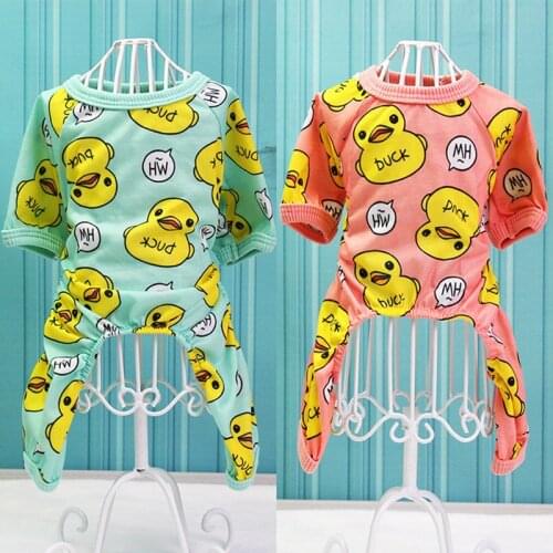 Cute Pet Dog Clothes For Small Dogs Cats Chihuahua Pug Soft Cotton Summer Dog Clothing Duck Printed Puppy Pets Pajamas Jumpsuits