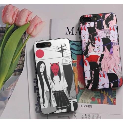 Japanese Style Anime Fox Bling Cute Phone Case Fundas Shell Cover For Iphone 6 6s 7 8 Plus Xr X Xs 11 12 13 Mini Pro Max