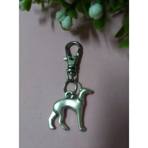 Large Lobster clasp Fashion Top Selling Greyhound Dog Charm Keychain Gift Fit Key Ring & Handbags Accessories D226