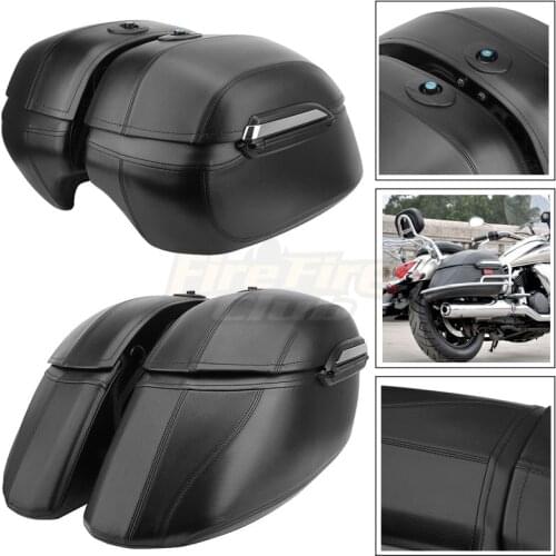 Motorcycle Black Universal Hard Bag Saddlebags For Kawasaki For Honda For Harley Touring Softail