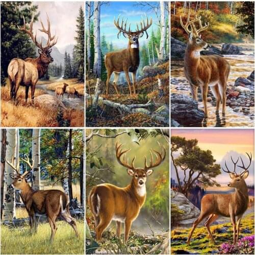 CHENISTORY 60x75cm Frame Painting By Number For Adults Deer Acrylic Drawing Coloring By Numbers Modern Wall Art Picture Diy Gift