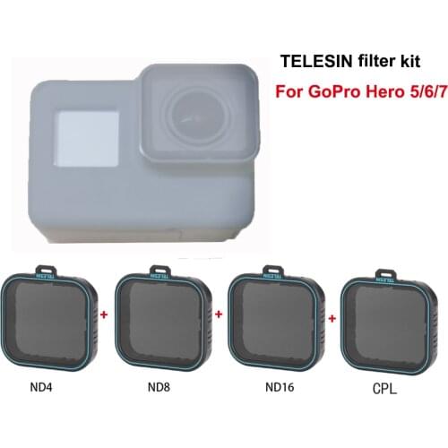 TELESIN CPL ND 4 8 16 Filter set For Gopro hero 7 6 5 Hero7 hero6 hero5 filtre kit filtro polarizing filter for go pro camera