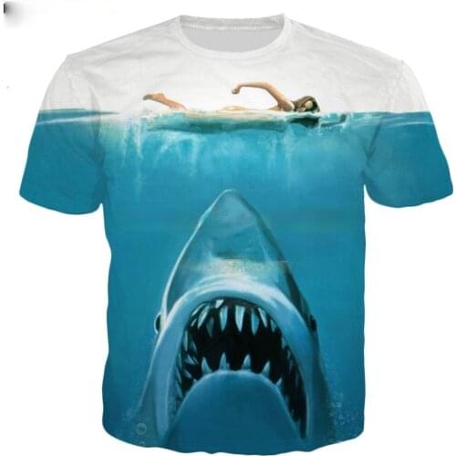 2021 Summer New Fashion Mens T-shirt Jaws And Beautiful Woman Patterns 3D Print Men Women Casual Cool T Shirt